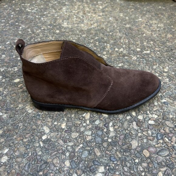 Franco Sarto Isolde Dark Brown Suede Leather Chukka Ankle Booties Size 9 - Picture 7 of 11